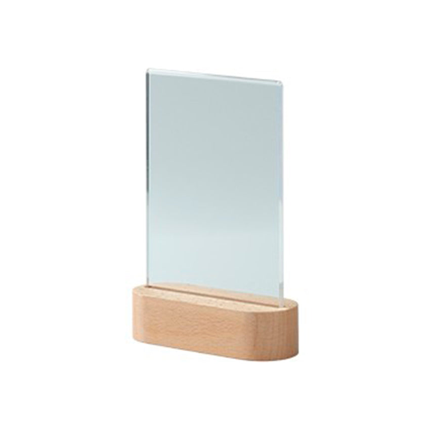 Acrílico Porta Menu – Vertical Base Madeira